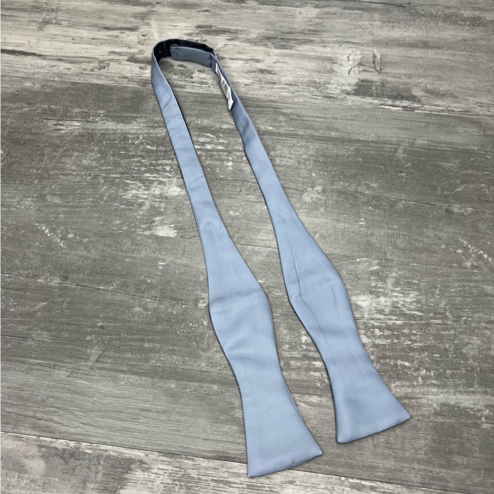 Azazie Solid Light Grey Satin Finish Bowtie Bow Tie